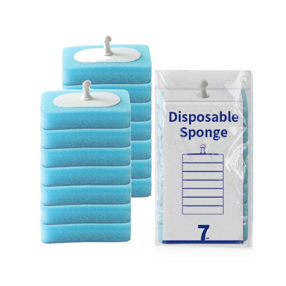 alievoke Toilet Bowl Scrubber Disposable Toilet Brush Kit for Bathroom Cleaning with Long Handle Wand and Holder (2 PCS Brush Head)