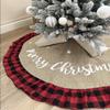 AISENO 36 Inch Christmas Tree Skirt Linen Burlap Buffalo Plaid Edge Decoration for Merry Christmas Party Red and Black Buffalo Christmas Tree Skirt Decorations view 1