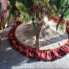 AISENO 36 Inch Christmas Tree Skirt Linen Burlap Buffalo Plaid Edge Decoration for Merry Christmas Party Red and Black Buffalo Christmas Tree Skirt Decorations view 2