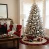 AISENO 36 Inch Christmas Tree Skirt Linen Burlap Buffalo Plaid Edge Decoration for Merry Christmas Party Red and Black Buffalo Christmas Tree Skirt Decorations view 3