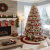 AISENO 36 Inch Christmas Tree Skirt Linen Burlap Buffalo Plaid Edge Decoration for Merry Christmas Party Red and Black Buffalo Christmas Tree Skirt Decorations view 4