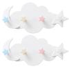 Cabilock 2Pcs White Cloud Moon Star Shaped Adhesive Wall Hooks - Plastic Wall Mounted Key Holder for Home Decor, Kitchen Towel Hanger, Bathroom Organizer view 1