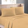 Kanak Bedding Micro Fiber Bed Sheet Beige (Flat Sheet + Fitted 15'' + 2 Pillowcases) Twin 4Piece Breathable & Cooling Sheets view 1