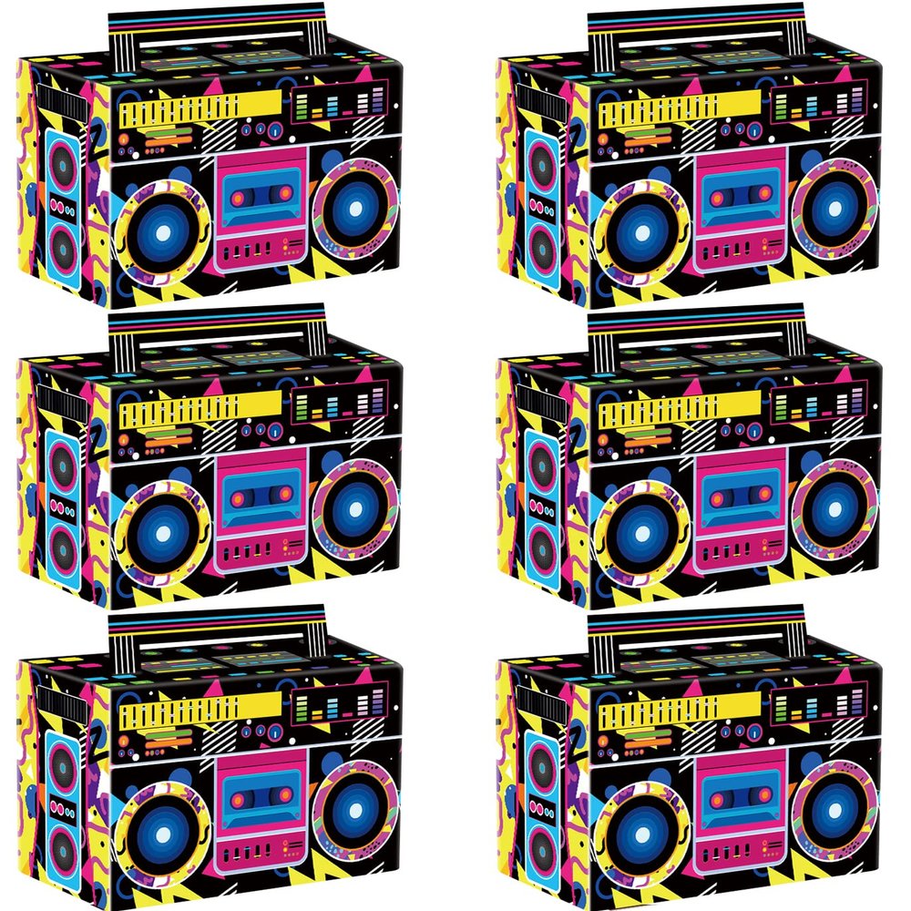 Hegbolke 80s 90s Party Favor Boxes, Novelty Boom Box Favors Candy Paper Boxes Gift Treat Goodie Candy Boxes Retro Radio Decorations Table Centerpieces for 80s 90s Hip Hop Party Decorations
