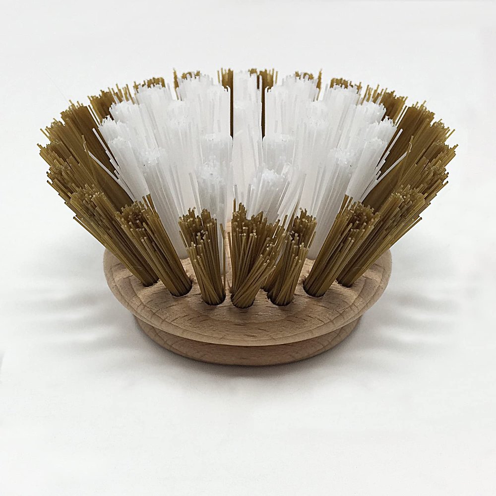 LOLA Replacement Head for The Original Dishwashing & Vegetable Brush, Birch Hardwood & Nylon Poly Bristles, Reusable & Washable - 1 Pack