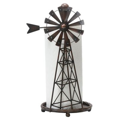BLACK FOREST DECOR Metal Windmill Paper Towel Holder, 7 3/5" W x 7 1/4" D x 14 1/2" H