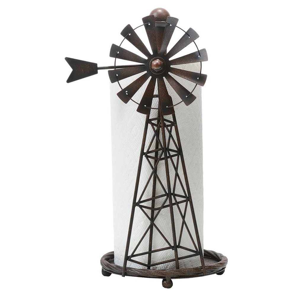 BLACK FOREST DECOR Metal Windmill Paper Towel Holder, 7 3/5" W x 7 1/4" D x 14 1/2" H