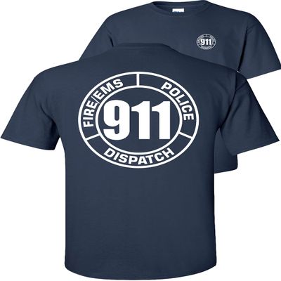 FAIR GAME 911 Operator T-Shirt 911 Dispatch Fire EMS Police Circle-Navy-L