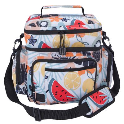 KOOZIE Dual Compartment Cooler Lunch Bag for Women - Large Double Decker Insulated Lunch Box with Removable Shoulder Strap - Resuable Lunch Tote for Work, Travel, Beach, Picnic (Tutti Fruitti)