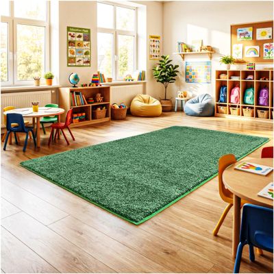 KOECKRITZ Soft & Colorful 6' x 6' Kids Classroom Area Rug  Cozy Playroom Carpet for Nursery, Daycare & Preschool, Flammability Pill Test Passed (Froggy)
