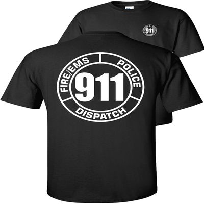 FAIR GAME 911 Operator T-Shirt 911 Dispatch Fire EMS Police Circle-Black-XL