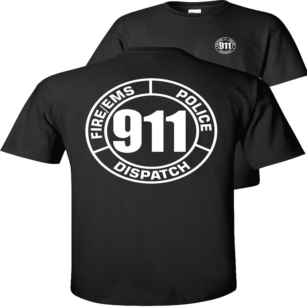 FAIR GAME 911 Operator T-Shirt 911 Dispatch Fire EMS Police Circle-Black-XL