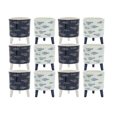 Melrose Set of 12 Dolomite Pot with Legs 85439DS