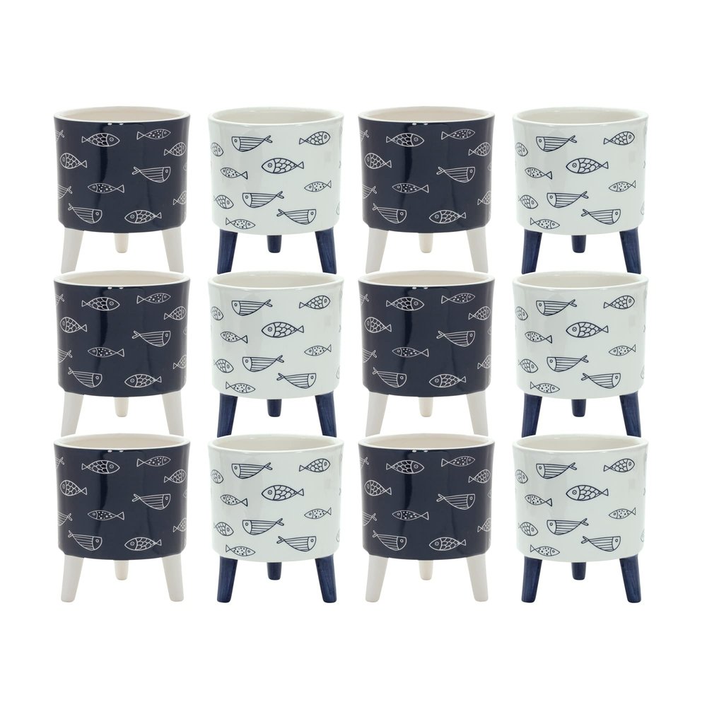 Melrose Set of 12 Dolomite Pot with Legs 85439DS