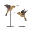 Melrose Set of 2 Wood and Iron Bird On Stake with Brown Finish 85412DS view 1