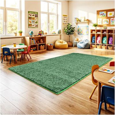 KOECKRITZ Soft & Colorful 7' x 7' Kids Classroom Area Rug Cozy Playroom Carpet for Nursery, Daycare & Preschool, Flammability Pill Test Passed (Froggy)