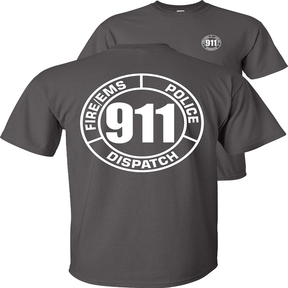 FAIR GAME 911 Operator T-Shirt 911 Dispatch Fire EMS Police Circle-Charcoal-XL