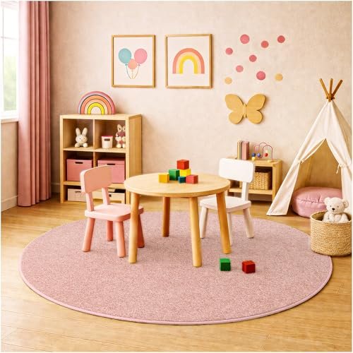 KOECKRITZ Soft & Colorful 4' Round Kids Classroom Area Rug Cozy Playroom Carpet for Nursery, Daycare & Preschool, Flammability Pill Test Passed (Fairy Princess)