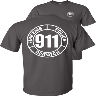 FAIR GAME 911 Operator T-Shirt 911 Dispatch Fire EMS Police Circle-Charcoal-S