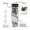 BUILT 20 Ounces Wide Mouth Cascade Double Wall Vacuum Insulated Stainless Steel Bottle with Straw Lid, Black view 3
