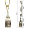 1Pc Polyester Tassel Curtain Tieback Handmade Hanging Ball Tassels Fringe Curtains Holder Buckle Rope Decor Room Accessories,Beige,4pcs view 3