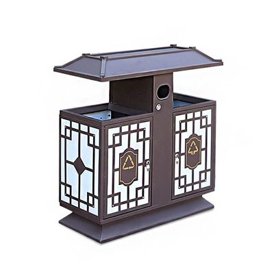 moisture Patio Outdoor Trash Can Outdoor Trash Can Retro Large Capacity Sorting Trash Can with Ashtray Trash Can Suitable for Shopping Mall Street Outdoor Trash Can (Color : A)
