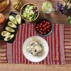 100% Cotton Placemats Farmhouse Woven Fabric for Dining Room Rectangle Set of 6 | 14''x20''| Heat Resistant | Washable | Durable with Tassel (Red) view 2