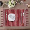 100% Cotton Placemats Farmhouse Woven Fabric for Dining Room Rectangle Set of 6 | 14''x20''| Heat Resistant | Washable | Durable with Tassel (Red) view 4