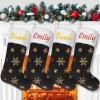 AtiMing 6 Pack Personalize Plush Christmas Stockings 22inches Black Faux Fur Christmas Hanging Stockings with Gold Sequin Snowflakes for Fireplace, Xmas Tree, Home Decoration - 56cm view 2