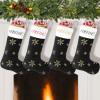 AtiMing 6 Pack Personalize Plush Christmas Stockings 22inches Black Faux Fur Christmas Hanging Stockings with Gold Sequin Snowflakes for Fireplace, Xmas Tree, Home Decoration - 56cm view 3