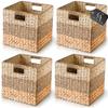 CHI AN HOME 12x12 Storage Cube Bins Wicker Storage Basket for Cube Shelf, Natural Foldable Square Baskets for Storage, Large Woven Cube Storage Bin with Handle, Baskets for Pantry, Bedroom Set of 4 view 1