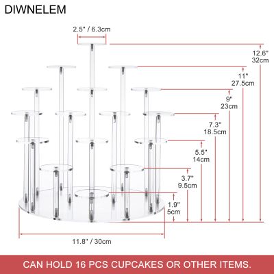 DIWNELEM 16 Tier Cupcake Stand Acrylic Display Riser Cupcake Holder for Cupcakes,Collectibles,Figures,Comestics,Perfumes,Jewelry,Clear Acrylic Display Stand Organizer