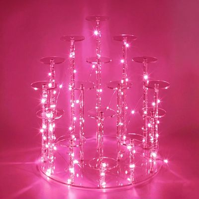 DIWNELEM 16 Tier Cupcake Stand Acrylic Display Riser Cupcake Holder for Cupcakes,Collectibles,Figures,Comestics,Perfumes,Jewelry,Clear Acrylic Display Stand Organizer