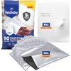 Wallaby 50 Count 2-Quart Mylar Bags with Labels, 10 Mil Total Thickness Long-Term Food Storage Pouches, 8x12 Heat-Sealable Airtight Packaging - Silver view 1