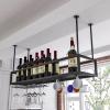 Bar Wine Rack Ceiling Wall Hanging Wine Bottle Holder Metal, Upside Down Wine Glass Storage Racks, Goblet Stemware Racks for Under Cabinet, Kitchen Black Adjustable Height ( Size : 140x25x21cm ) view 1