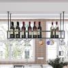 Bar Wine Rack Ceiling Wall Hanging Wine Bottle Holder Metal, Upside Down Wine Glass Storage Racks, Goblet Stemware Racks for Under Cabinet, Kitchen Black Adjustable Height ( Size : 140x25x21cm ) view 3