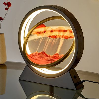 Quicksand Painting,3D Hourglass Art Decorative Ornaments Glass Painting Living Room Office Desktop Decoration Quicksand Ornament (Color : Red-a-26x5.5x29cm)