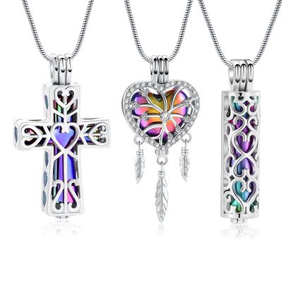 mingkejw 3 Pcs Cylinder/Cross/Heart Urn Necklace for Ashes Cremation Jewelry for Women Men Stainless Steel Memorial Necklaces Ash Holder for Human Pets Keepsake Jewelry for Loved Ones with Fill Tool