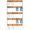 Aomomery Wall Mounted Coffee Mug Holder, Large 5 Tier Shelf with 20 Hooks for Cups, Rustic Wooden Display Rack for Kitchens, Homes and Bars (Bamboo) view 1