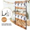 Aomomery Wall Mounted Coffee Mug Holder, Large 5 Tier Shelf with 20 Hooks for Cups, Rustic Wooden Display Rack for Kitchens, Homes and Bars (Bamboo) view 3