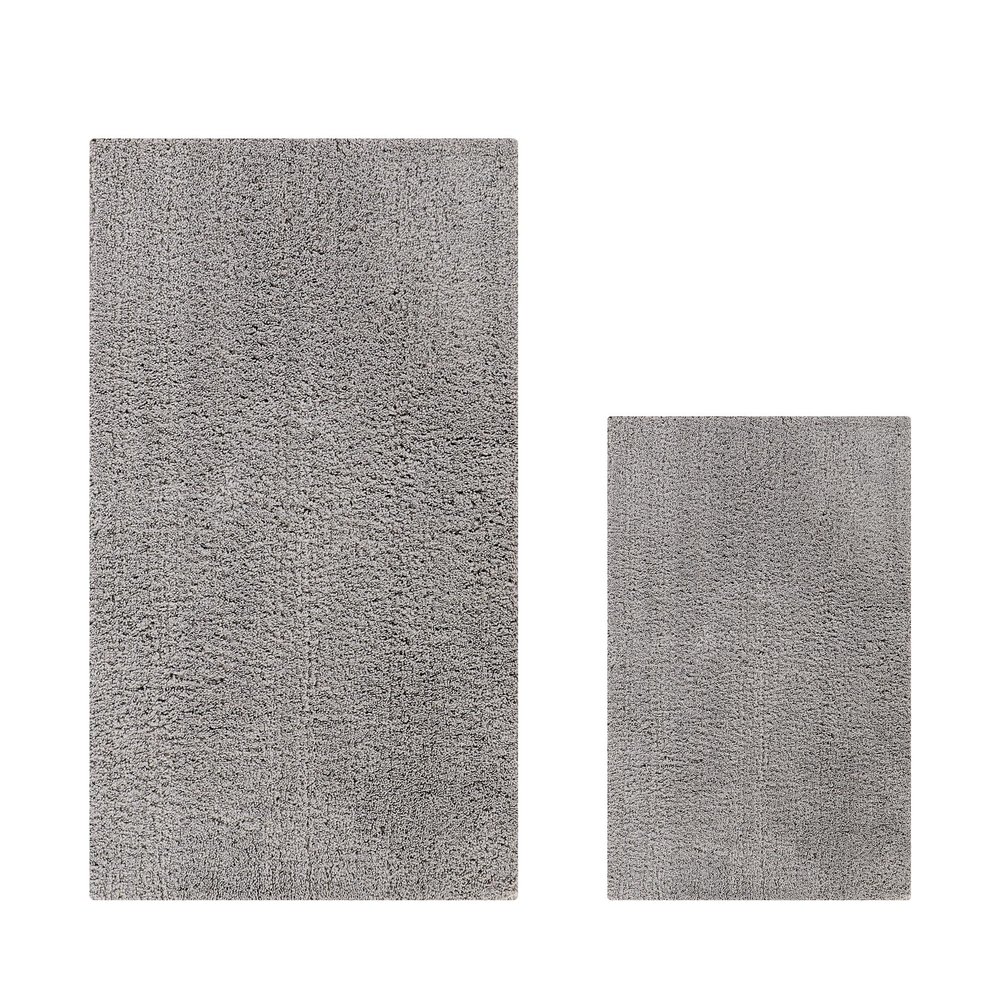 Better Trends Micro Plush Collection Tufted 100% Polyester 2 Piece Set (17" x 24" | 24" x 40") Bath Rug Set, Gray