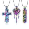 mingkejw 3 Pcs Cylinder/Cross/Heart Urn Necklace for Ashes Cremation Jewelry for Women Men Stainless Steel Memorial Necklaces Ash Holder for Human Pets Keepsake Jewelry for Loved Ones with Fill Tool view 1