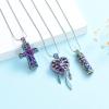 mingkejw 3 Pcs Cylinder/Cross/Heart Urn Necklace for Ashes Cremation Jewelry for Women Men Stainless Steel Memorial Necklaces Ash Holder for Human Pets Keepsake Jewelry for Loved Ones with Fill Tool view 2
