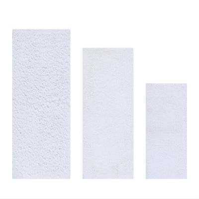 Better Trends Micro Plush Collection Tufted 100% Polyester 3 Piece Set (17" x 24" | 21" x 34" | 24" x 40") Bath Rug Set, White