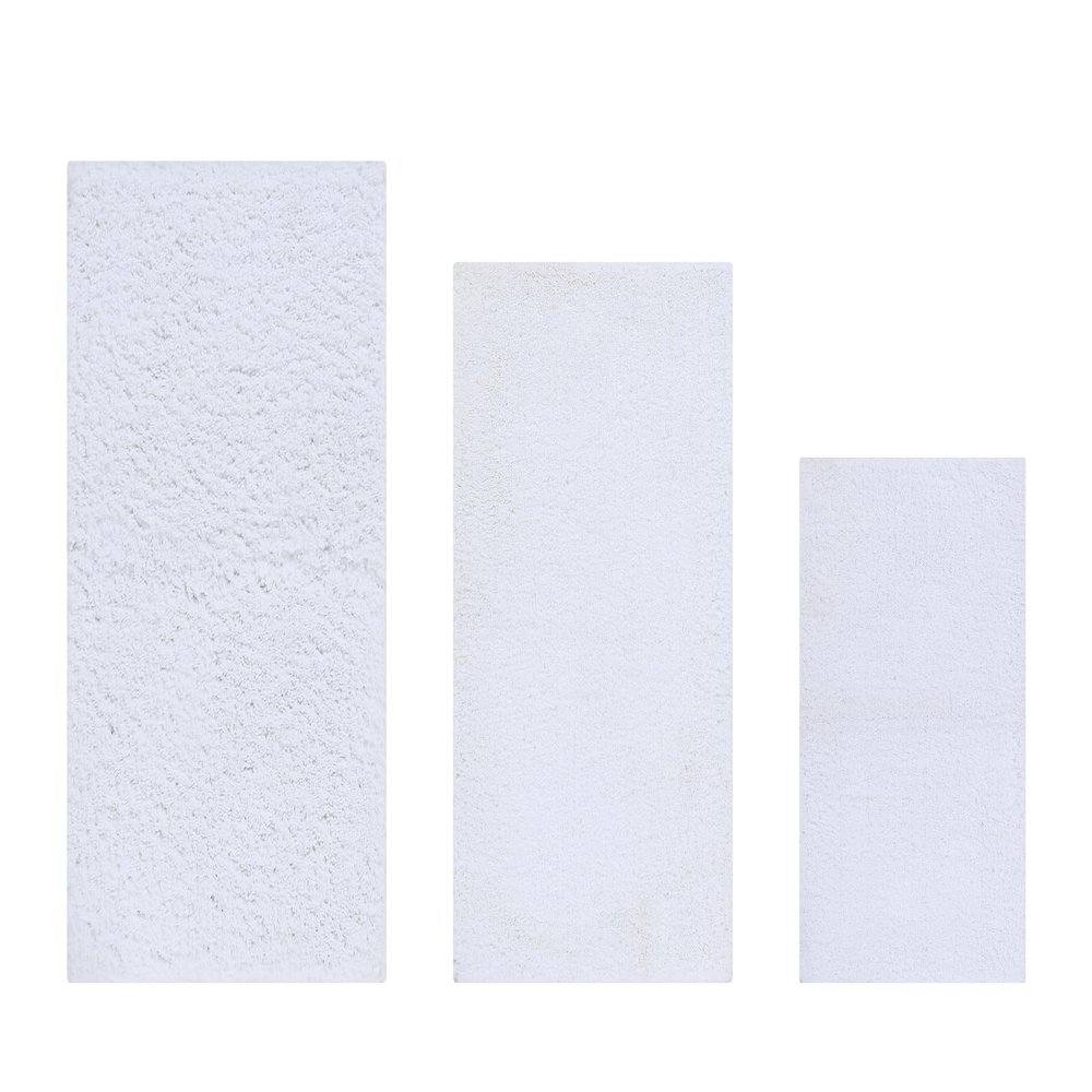 Better Trends Micro Plush Collection Tufted 100% Polyester 3 Piece Set (17" x 24" | 21" x 34" | 24" x 40") Bath Rug Set, White