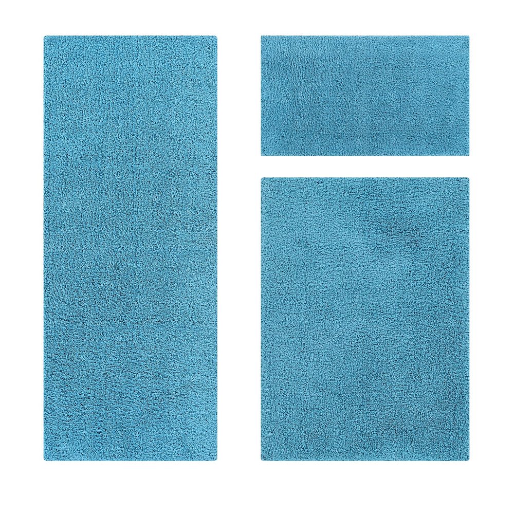 Better Trends Micro Plush Collection Tufted 100% Polyester 3 Piece Set (17" x 24" | 24" x 40" | 20" x 60") Bath Rug Set, Teal