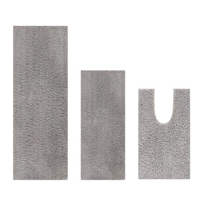 Better Trends Micro Plush Collection Tufted 100% Polyester 3 Piece Set (17" x 24" | 20" x 20" | 21" x 34") Bath Rug Set, Gray