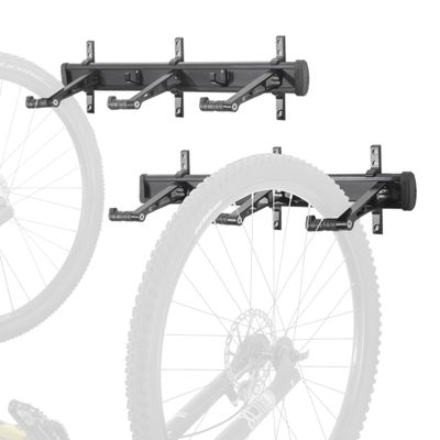 CyclingDeal Bike Wall Mount Rack - Adjustable Indoor Outdoor Storage Vertical Cycling Hook Hanger Organiser - Safe & Secure for Storing MTB Road Bicycles in Garage or Home - Upgraded 6 Bikes