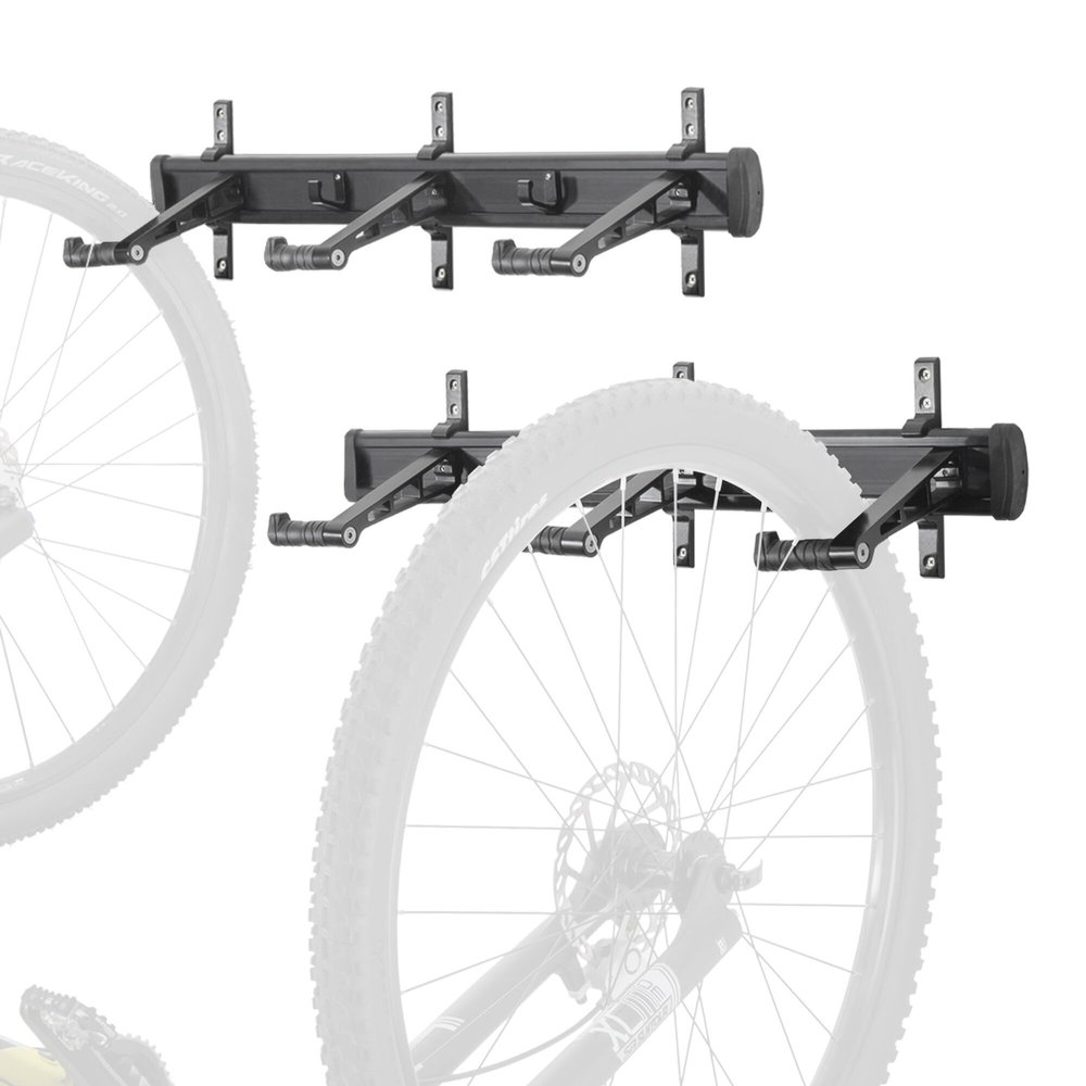 CyclingDeal Bike Wall Mount Rack - Adjustable Indoor Outdoor Storage Vertical Cycling Hook Hanger Organiser - Safe & Secure for Storing MTB Road Bicycles in Garage or Home - Upgraded 6 Bikes