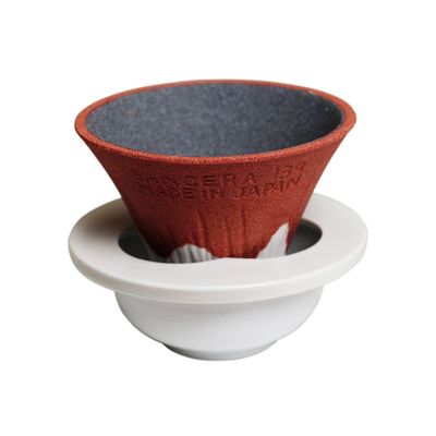 Mt. Fuji Ceramic Coffee Filter - Made in Japan - Reusable Dripper - Red